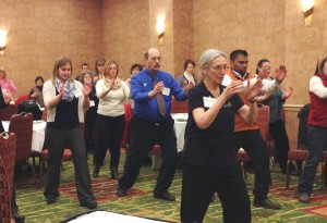 Annie Bower demonstrates CVAA's Tai Chi for Arthritis falls prevention program at a workshop in Burlington
