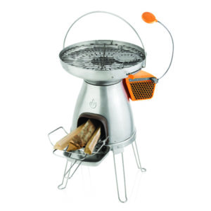 The BaseCamp Stove uses small pieces of wood or branches for fuel, reduces the smoke, generates electricity and even comes with its own light so you can see what you're cooking at night (Courtesy Photo)