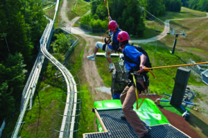 For the adventurous, a zip-line tour like this one at Okemo Mountain Resort can be just the thing to add a little zip to summer. (Photo courtesy of Okemo Mountain Resort)
