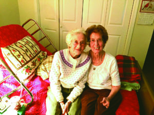 Janice Kent (right) of Williston began visiting Pillsbury Manor North resident Dorothy Anderson through Age Well’s Companionship Program last summer. The program matches volunteers—almost all retirees—with older Vermonters who have requested visitors. (Contributed photo)